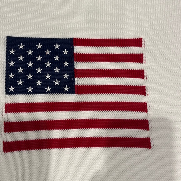 HARPER AND IVY- Nautical White Crewneck Sweater with American Flag size XL - Picture 3 of 7